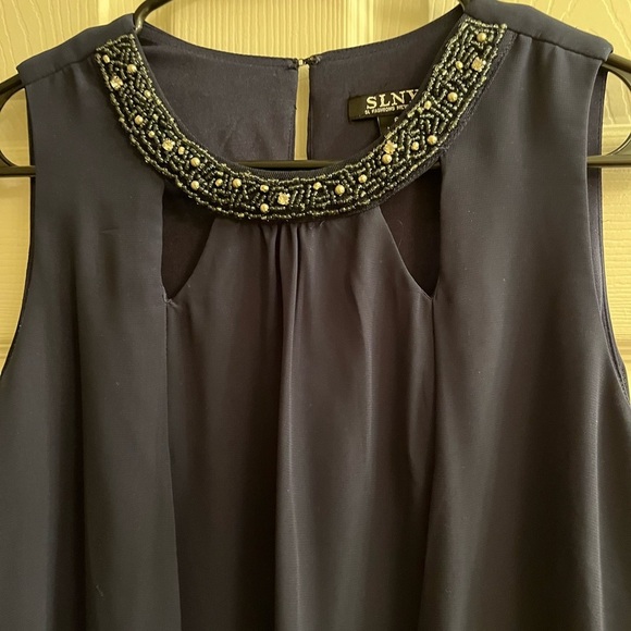 SLNY~DRESS~ NAVY SLEEVELESS~NWOT~6 - Picture 7 of 9